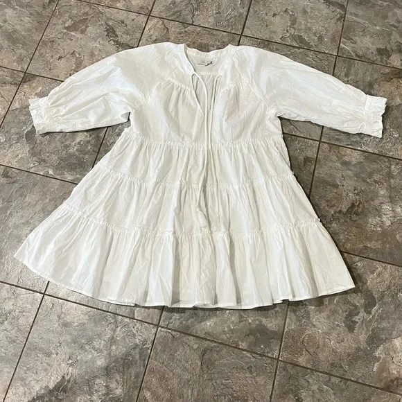Lilou Dresses Lilou Ivory Puff Sleeve Tulle White Dress Size